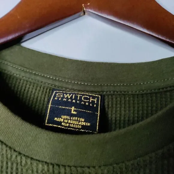 Switch Remarkable Men L Billionaire Club Hustle Hard Waffle Knit Shirt Preppy - Picture 4 of 9